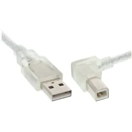 InLine USB 2.0 Kabel, A an B rechts abgewinkelt, transparent, 0,5m