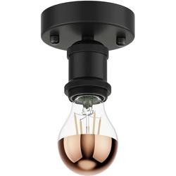 ledscom.de Vintage Lampen-Fassung RETRA, schwarz, rund + LED Kopfspiegel Lampe, 839lm, warmweiß