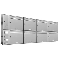AL BRIEFKASTENSYSTEME Briefkasten, Parteien: 8, BxHxT: 168 x 68,4 x 11,6 cm - silberfarben