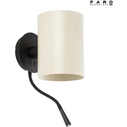 Faro Wandleuchte GUADALUPE E27, IP20, mit  Leser, schwarz matt, beige FAR-20032-80