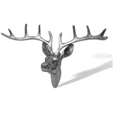 Aubaho Dekofigur Wanddekoration Hirsch 36cm Skulptur Geweih Figur Aluminium Deko Antik-