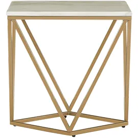 Beliani Beistelltisch MALIBU Beiger Marmor