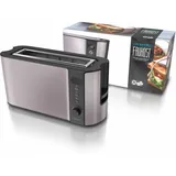 Arendo 1000 Watt Automatik Langschlitz Toaster, Display mit Restzeitanzeige, Auftaufunktion, Grau/Silber