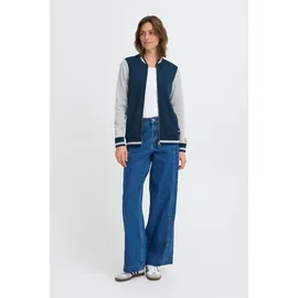 Oxmo Sweatjacke OXMO "Trainingsjacke OXOnana", Damen, Gr. S, blau (insignia blau), Obermaterial: 80% Polyester PES. 20% Baumwolle CO., Sweatjacken Sweatjacke