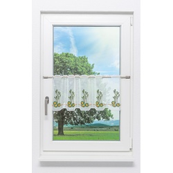 Scheibengardine Plauener Spitze - Kakteen " (Bx H) 129,6cm * 30cm" moosgrün/Grün