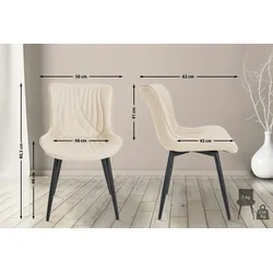 DELUKE® 2er Set Stühle KELCE Kunstleder - 80,5x50x62cm, creme, Kunstleder Metall Gestell Stühle EsszimmerstühleEsstisch Stühle Küchenstuhl