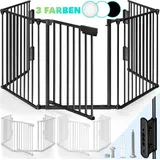 Kiduku - Kaminschutzgitter 240 cm Weiß Baby Absperrgitter Ofenschutzgitter Laufstall Türschutzgitter