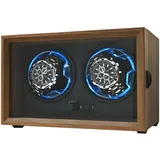 Isili Doppel Uhrenbeweger für Automatikuhren, Dual Uhrenbeweger Box für Uhrenliebhaber, mit leisem Motor 4-Rotationsmodus Einstellung, blaues Licht, elastische Uhrenkissen, Geschenk für Vatertag