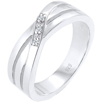 DIAMORE Ring Damen Cross Over Verlobung Diamant (0.03 ct.) 925 Silber