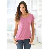 LASCANA Kurzarmshirt Damen beere-gemustert, schwarz Gr.44/46