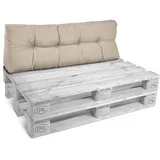 Beautissu Palettenkissen Beige, Textil, 40x20x120 cm Outdoor-Kissen, Palettenkissen
