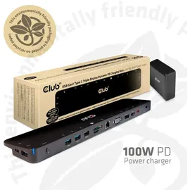 Club 3D USB Gen1 Typ-C Triple Display Dynamic PD Charging Dock m. 100 Watt