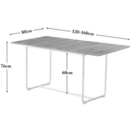 B&D home Esstisch, Schwarz, Weiß, Holzwerkstoff, Metall, Marmor Optik, Rechteckig,Rechteckig, U-Form, 80x76x120 cm, Esszimmer, Tische, Esstische