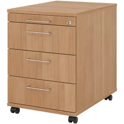Hammerbacher-Rollcontainer 58cm, 3Schübe,Schloß BS Nussbau-VAC30/N/N/BS