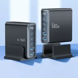 TECH-PROTECT Gan Charger (140 W), USB Ladegerät, Schwarz