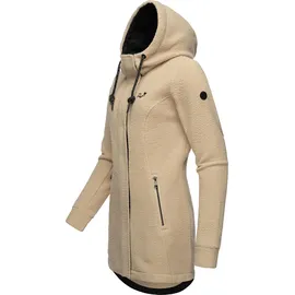 Ragwear Fellimitatmantel "Letti Teddy-Fleece", Damen, Gr. 6XL (52), beige (sand), Plüsch, Material: 100% Polyester, figurumspielend ca.