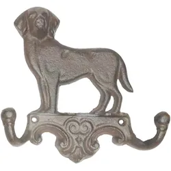Wandgarderobe Gusseisen Antik Rostlook Hund mit 2 Haken
