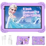 YOBWOK Kinder Tablet 8 Zoll mit WiFi 128 GB ROM 8 GB RAM Touchscreen Android 12 für Kinder 3 4 6 7 10 Jahre,Kindersicherung,Google Play,6000 mAh Lerntablet mit Kid-Proof Schutzhülle