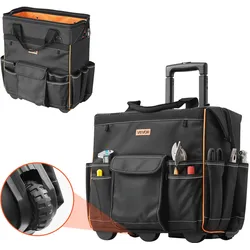 VEVOR 50kg Werkzeugrucksack mit Rollen 25 Taschen Arbeitsrucksack 460x270x430mm