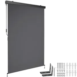 Tectake Senkrechtmarkise 120 x 250 cm Dunkelgrau Kunststoff