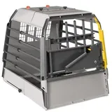 kleinmetall® Hundetransportbox VarioCage Kompakt, ca. B55,5/H65/T60-82 cm, Dunkelgrau, Gelb, Silber
