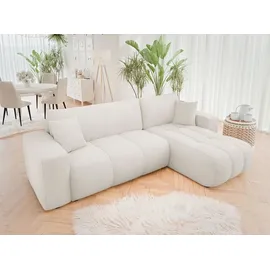 Mirjan24 Ecksofa Furyn, Wohnzimmer Eckcouch mit Bettkasten und Schlaffunktion, L-Form, Seite Universal (Farbe: Velo 621) - Weiß