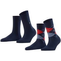 Burlington Damen Socken Everyday Mix 2-Pack navy - Raute und Uni, One Size, 36-41 Marine