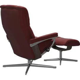 Stressless Fußhocker "Mayfair", rot (cherry paloma), B:55cm H:41cm T:39cm, Leder PALOMA: PALOMA ist ein durchgefärbtes Semianilin-Möbelleder mit natürlicher Narbung., Hocker, Fußhocker, mit Cross Base, Größe S, M & L, Holzakzent Wenge