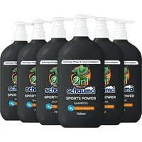 Schauma 2in1 Frische-Shampoo Sports Power (6x 750 ml), Haarshampoo mit belebender Formel für Haar & Körper, Shampoo kräftigt das Haar und verleiht einen Frische-Kick, mit Sofort-Pflege-Effekt