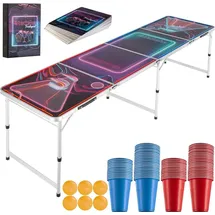 Tectake Bierpongtisch 61 cm x 240 cm x 71 cm Bunt