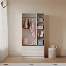 livinity® Kinderkleiderschrank Trento 100 x 200 cm Holzwerkstoff weiß