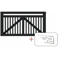 Plus Holz Einzeltor Linea Nadelholz Schwarz 150 cm x 80 cm