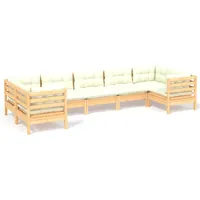 vidaXL Garten-Lounge-Set 7-tlg. creme Kiefernholz