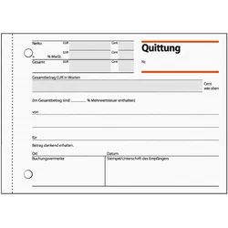 Sigel Quittung - 50 Blatt - A6 - Querformat