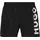 Hugo Badeshorts HUGO UNDERWEAR "ABAS", Herren, Gr. M (50), N-Gr, schwarz (schwarz 001), Microfaser, Polyester, kontrastfarbene Details, unifarben, Badehosen Badeshorts, seitlich mit großem HUGO Logo-Print