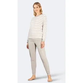 HAJO - Damen Frottee Schlafanzug mit Bündchen, silbermelange, 44/46 - 44-46