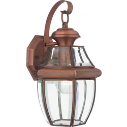 Außenleuchte Laterne Wandlampe Messing Kupfer Glas H 35,6 cm Klassisch Veranda