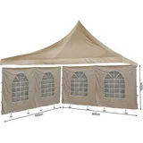 QUICK STAR Set Ersatzdach 4x4m und 2 Seitenwände 400x193cm für Lounge Pavillon Sahara Sand