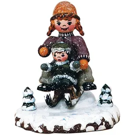Hubrig Winterkinder Schlittenfahrerin 7 cm bunt/grün
