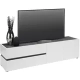 VOLEO TV-Lowboard 226,4x54,0x40,0 Weiß Hochglanz/Glas Holzwerkstoff