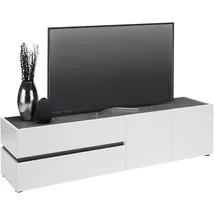 VOLEO TV-Lowboard 226,4x54,0x40,0 Weiß Hochglanz/Glas Holzwerkstoff