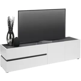 VOLEO TV-Lowboard 226,4x54,0x40,0 Weiß Hochglanz/Glas Holzwerkstoff