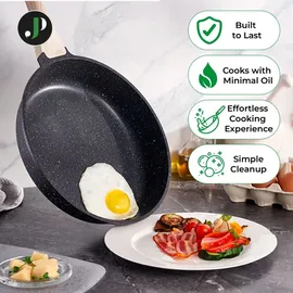 just perfecto Topf und Pfannenset Induktion mit deckel Schwarz ohne PTFE und PFOA 14 pcs - Kochtopfset Aluminium mit Antihaftbeschichtung - Töpfe Set - Schwarz