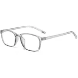 ALKAHE Leicht Lesebrille Rechteckig Herren Damen Blaulichtfilter Dünner Rahmen Lesehilfe Anti Blaulicht Brille Transparentes Grau Brille 0.5 - M