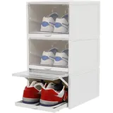 Schuhboxen,3 Set Organizer Boxen Mit Deckel, Kunststoff Weiße Schuhkarton Faltbar, Für Eine Vielzahl Von Schuhen, Pp Kunststoff(grau)