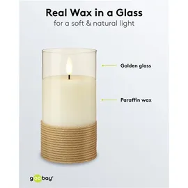 goobay LED Echtwachs-Kerzen 3er Set 10-15 x 7,5 cm weiß