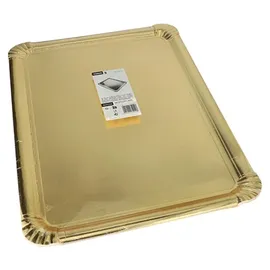 Papstar 90 Servierplatten, Pappe, PET-beschichtet eckig 34 cm x 45,5 cm gold
