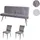 Mendler Esszimmer-Set HWC-K16, 2er-Set Stuhl+Sitzbank Esszimmergruppe Sitzgruppe Esszimmergarnitur, Samt Metall - dunkelgrau