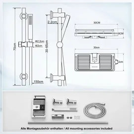 dylin gmbh Duschset mit Duschablage Chrom 70 cm