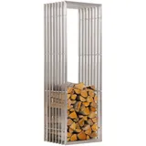 deluke Kaminholzregal Edelstahl 40 x 50 x 150 cm Silber